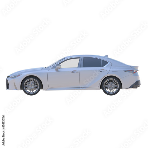Realistic luxury car on isolated transparency background, side view of car