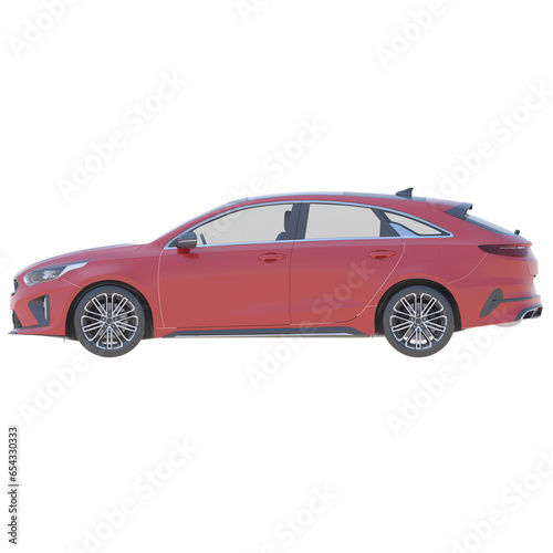 Realistic compact car on isolated transparency background  side view of car