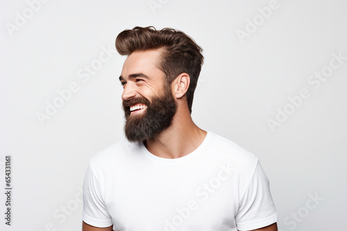AI generated photo of handsome attractive man perfect skin haircut isolated on white background © Tetiana