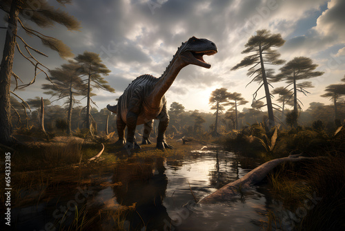 Gigantasaurus in a prehistoric swamp
