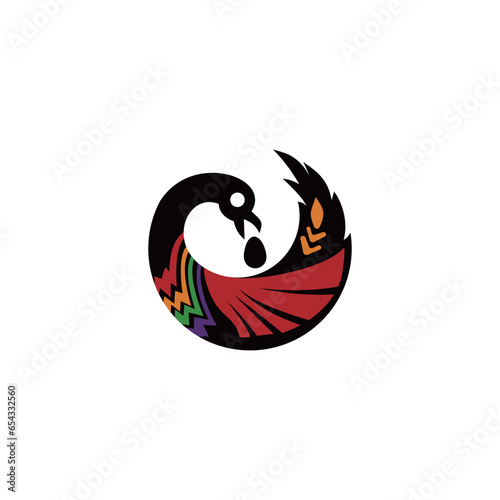 sankofa bird design. full color. vector logo photo