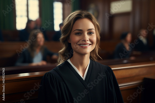 Woman man person judge in courtroom Generative AI picture modern technology