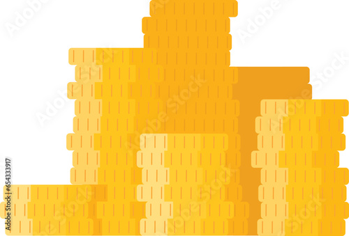 stack (mountain) of gold coins on a transparent background