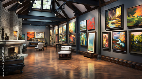 A private art gallery filled with masterpieces, highlighting the prestige of art collection and cultural patronage photo