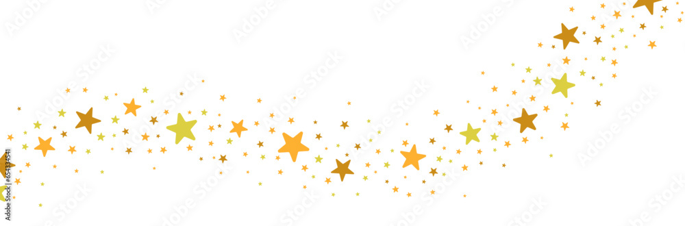 Étoiles dorées - Poussière d'étoiles filantes - Bannière pour les fêtes - Ensemble d'étoiles qui forment un chemin - Éléments vectoriels éditables - Étoiles dorées sur fond blanc - Bannière festive

