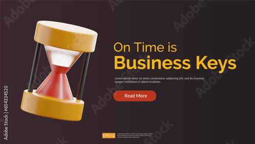 timer hourglass 3D icon illustration. Banner Business Landing Page Vector illustration