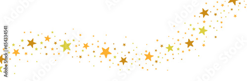 Étoiles dorées - Poussière d'étoiles filantes - Bannière pour les fêtes - Ensemble d'étoiles qui forment un chemin - Éléments vectoriels éditables - Étoiles dorées sur fond blanc - Bannière festive

