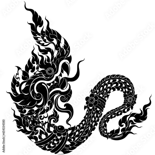 Naga decorations can be seen in Thai art in the form of silhouettes used in both Buddhism and Hinduism photo