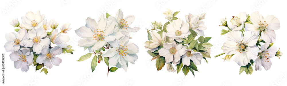 Fototapeta premium white flower On a transparent background cutout.