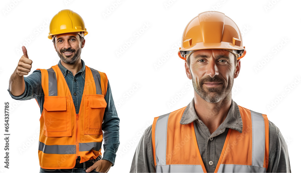upper body of a male Caucasian construction worker wearing a helmet, pointing finger - construction site safety concept upper body of a male Caucasian construction worker wearing a helmet, pointing finger - construction site safety concept