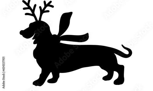 cute christmas reindeer  Dachshund SVG vector cut file for cricut 