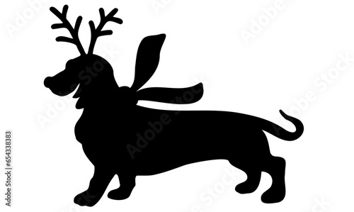 cute reindeer Dachshund christmas SVG cut file