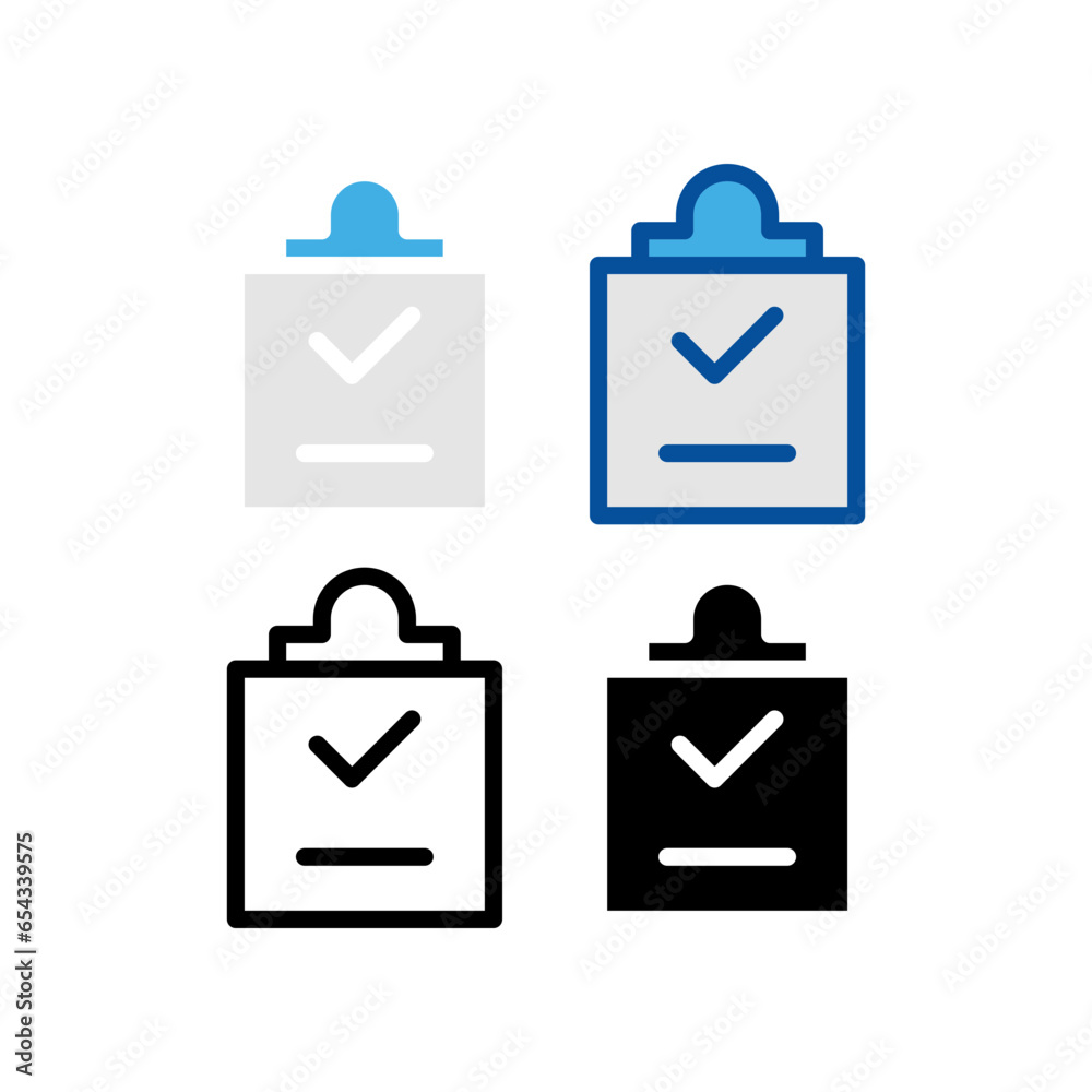 Clipboard note with check mark. Report paper with checklist sign for business or account activity in modern line style Activities icon. Vector illustration. Design Clipboard note with check mark. Report paper with checklist sign for business or account activity in modern line style Activities icon. Vector illustration. Design