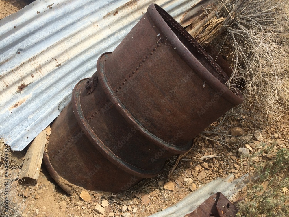 Old Rusty Mining Barrel Abandoned in Death Valley National Park