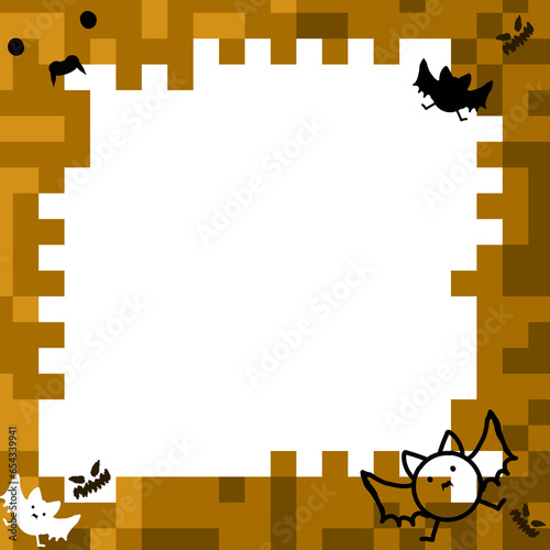 Pumpkin, bat, Halloween, ghost release day, frame, picture frame, Halloween, vegetables, fruit, Minecraftframe with cat