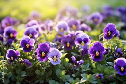 Vibrant Viola Flowers in a Wildflower Field. Springtime Blossoms for Your Gardening and Floral Needs