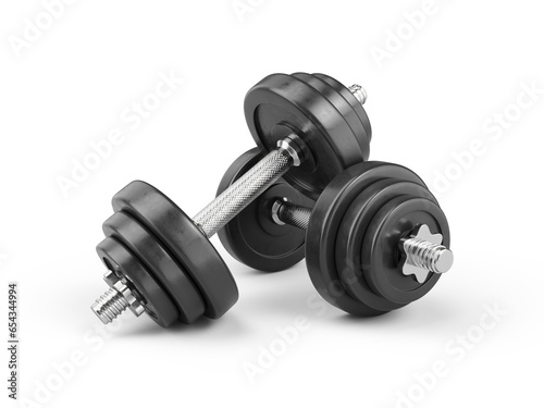 Pair of gym dumbbells isolated on transparent background