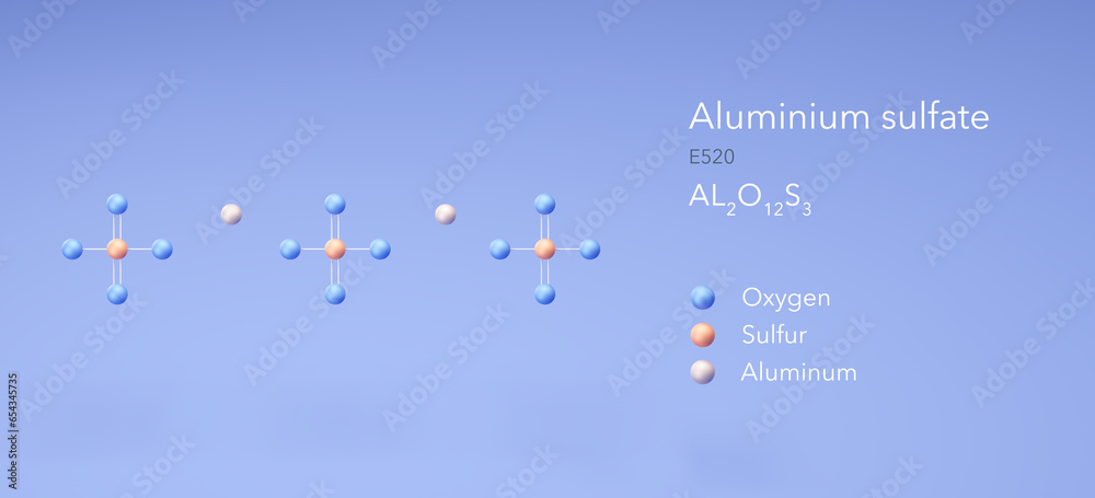 aluminium sulfate molecule, molecular structures, firming agent e520 ...