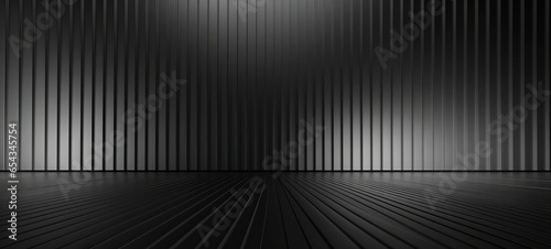 Fototapeta Naklejka Na Ścianę i Meble -  Abstract black anthracite gray 3d room texture for product presentation concept with metallic panels decor and light from spotlights
