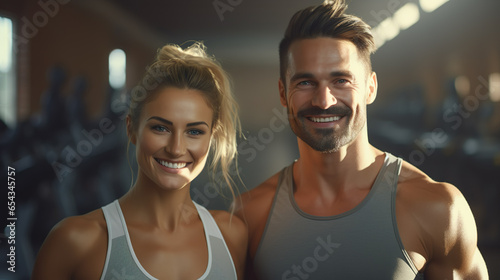 Man and woman as a couple in the gym doing sports, workout for health and fitness