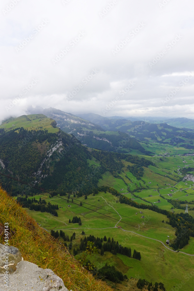 The view from Hoher Kasten mountain, the Swiss Alps	