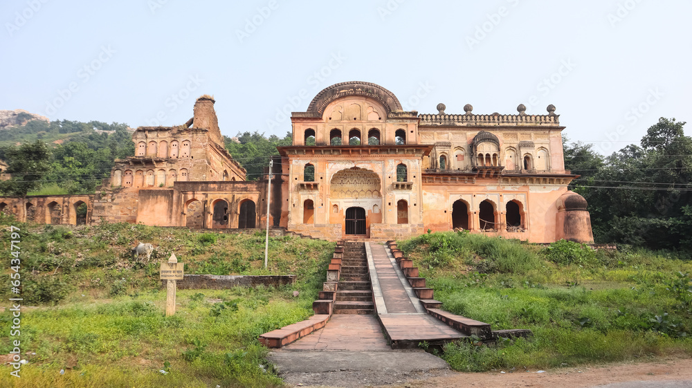 The View of Hridayshah ka Mahal, Chhatrasal Fort, Dubhela, Mausahaniya, Chhatarpur, Madhya Pradesh, India.
