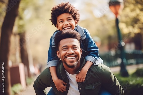 Father and kid playing in the park