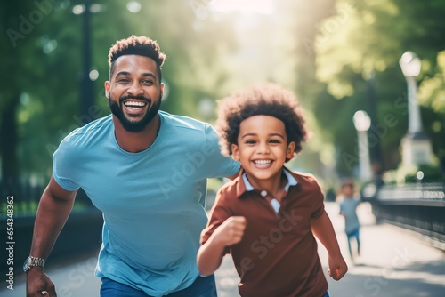 Father and kid playing in the park