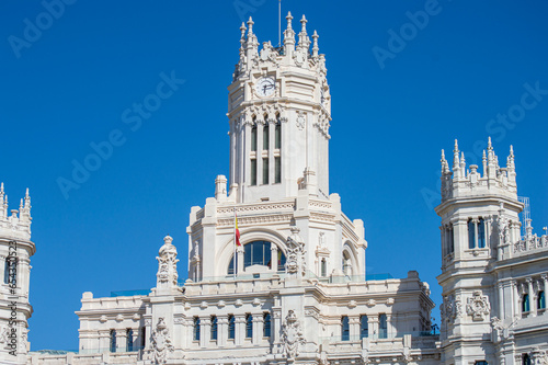 Plaza de Cibeles, a square with a neo-classical complex of marble sculptures with fountains in Madrid, Spain photo