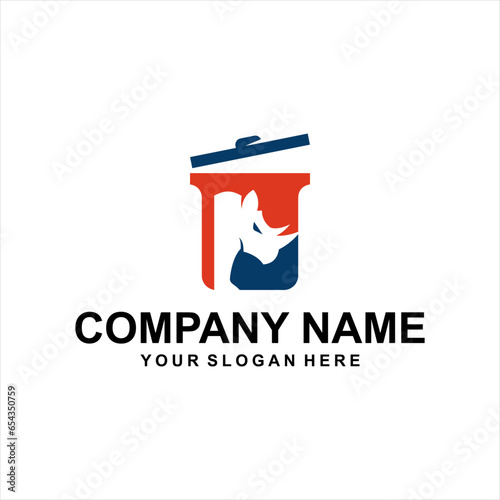 rhino rubbish bin logo vector unique 