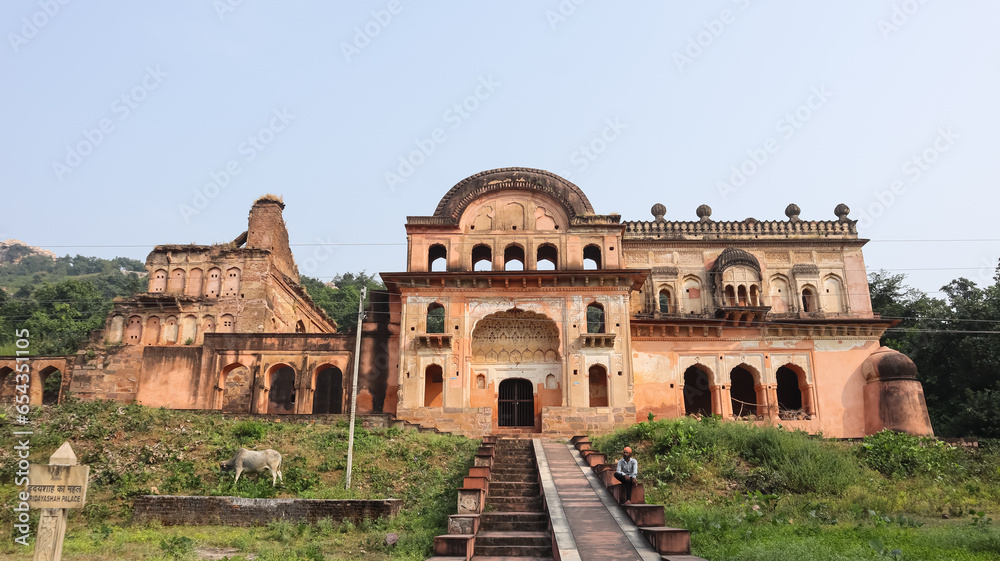 The View of Hridayshah ka Mahal, Chhatrasal Fort, Dubhela, Mausahaniya, Chhatarpur, Madhya Pradesh, India.
