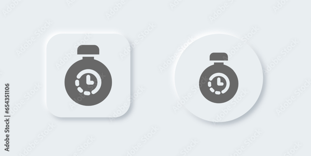 Duration solid icon in neomorphic design style. Countdown signs vector illustration. Duration solid icon in neomorphic design style. Countdown signs vector illustration.