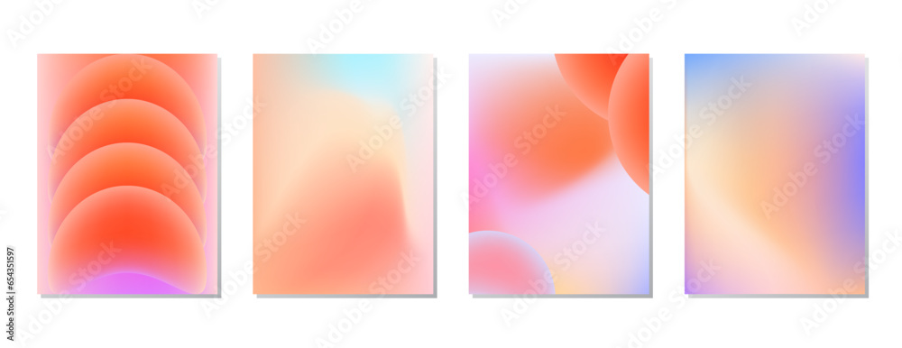 Fototapeta premium SET SOFT PASTEL COLOR GRADIENT MESH FLUID BLURRED BACKGORUND DESIGN WITH COPY SPACE AREA VECTOR TEMPLATE GOOD FOR POSTER, WALLPAPER, COVER, FRAME, FLYER, SOCIAL MEDIA 