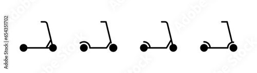 Scooter glyph icon. Electric scooter icon set. Kick scooter glyph icon. Electric transport. Stock vector illustration.