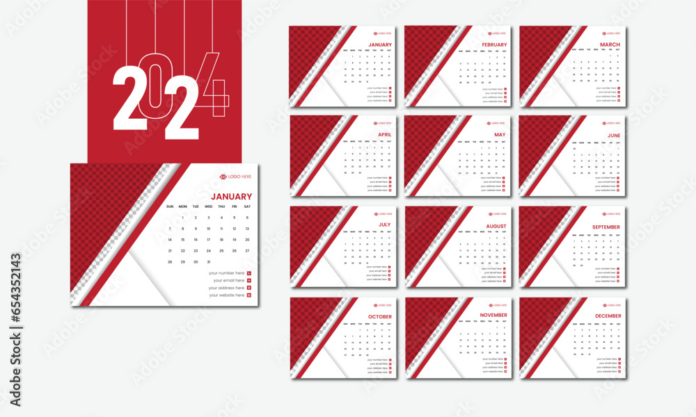 Vecteur Stock 2024 Desk Calendar Design Vactor Template New Desk vecteur-stock-2024-desk-calendar-design-vactor-template-new-desk
