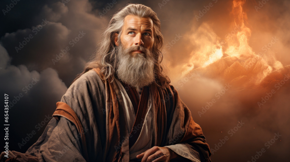 Background illustration of apostle John in island of Patmos being Background illustration of apostle John in island of Patmos being