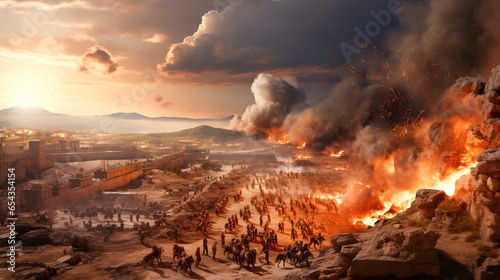 Tableau sur toile Illustration scenario of historical biblical battles of the people of Israel aga