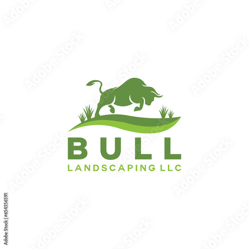 bull design with landscaping. color logo vector