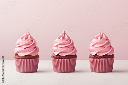 3 cupcakes with pink toppers mock cupcake models