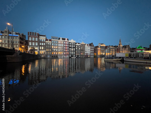 Twilight Reflections on Amsterdam   s Historic Canals