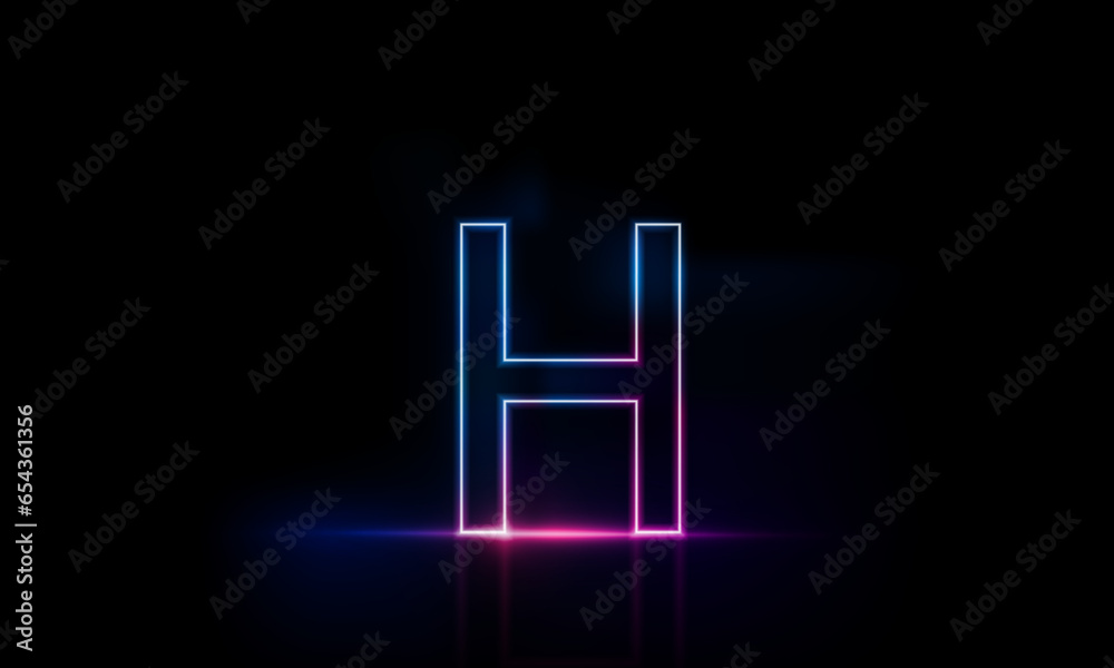 Abstract sports Light out technology and with Letter H English glowing in the dark, pink blue neon light Hitech communication concept innovation background,  vector design