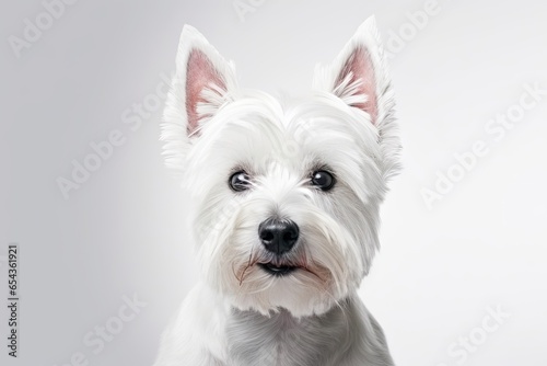 Adorable West Highland Terrier looking at camera isolated on white background Concept of pets love and animal life Copyspace for ad