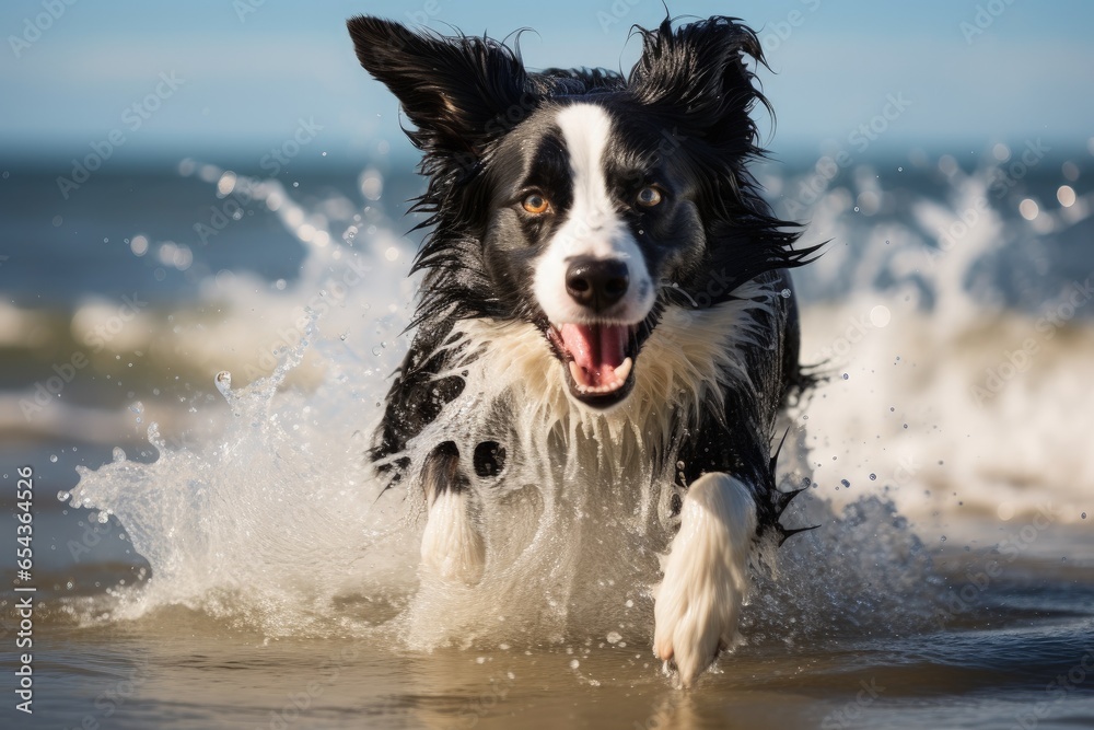 Beach activity of Border Collie Beach activity of Border Collie