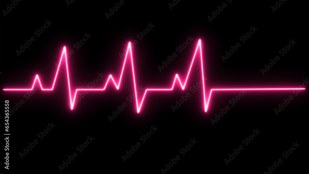 ECG health medical monitor abstract saber heartbeat rate and black background, rosepink color.