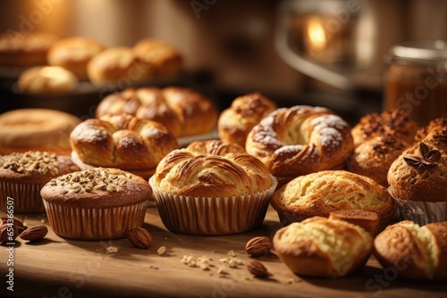 Freshly Baked Assorted Bakery Goods with Rising Smoke in High Resolution