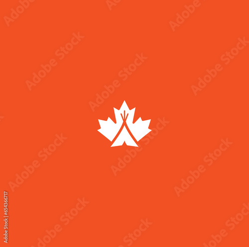 Maple and tent symbol. Every Child Matters. National Day for Truth and Reconciliation. Orange T-Shirt Day. 30th September. Vector Illustration.