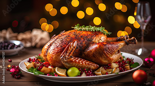 Festive celebration roasted turkey.