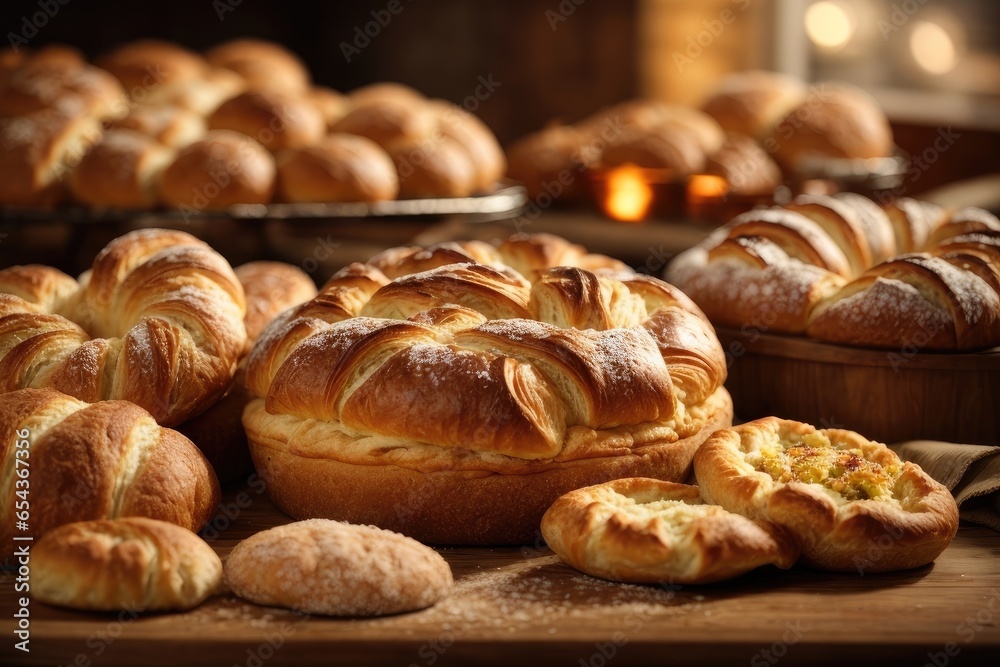 Freshly Baked Assorted Bakery Goods with Rising Smoke in High Resolution