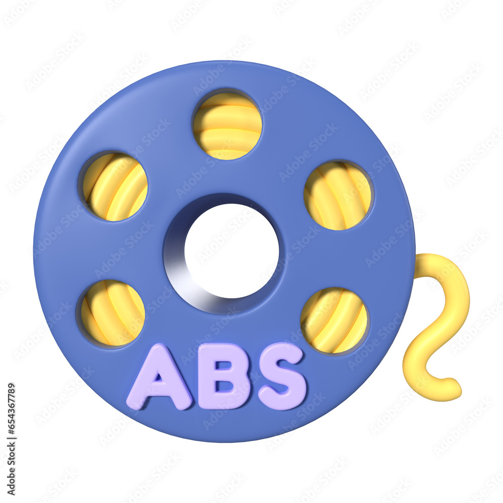 ABS Filament Spool 3D Illustration Icon ABS Filament Spool 3D Illustration Icon