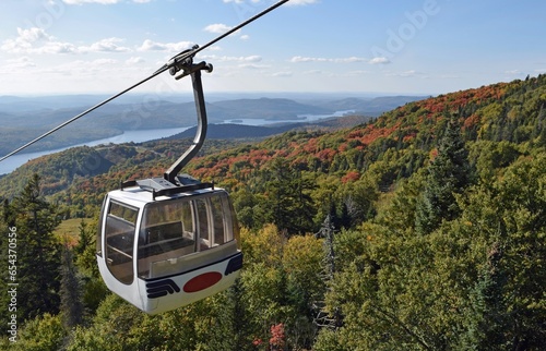view from top of Mont-Tremblant towards the Laurentian mountains, Autumn scene
